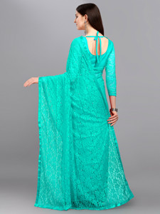 Bollywood ethnique Net Saree pour les femmes Self Design Designer Saree avec bordure en dentelle nuptiale Party Wear Saree avec chemisier - Product Image 2