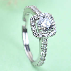 Bague ajustable CLARA en argent sterling 925 pur, solitaire romantique en forme d'halo, incrustation tendance en forme de chiffre en cuivre - Product Image 2