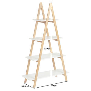 Bamboo Wood <b>Rustic</b> Trapezoid Wall <b>Shelf</b> 80x32.5x137cm Home/Office Decor - Product Image 3