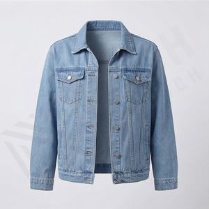 Veste en jean classique pour femme en coton brut, couleur personnalisable, respirante, avec taille ajustable et boutons, style décontracté chic - Product Image 1