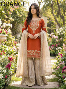 Kurti Sharara Dupatta de Georgette Ligero de Última Moda para Fiesta de Invierno, Diseño Tradicional, Totalmente Cosido para Damas - Product Image 3