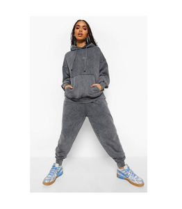 Ropa Deportiva Unisex Vintage de Dos Piezas para Mujer, Chándal Lavado con Ácido, Corte Holgado, Forro de Algodón Pesado, Ropa Personalizada de Invierno - Product Image 4