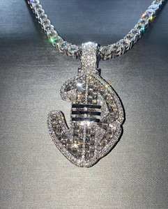 Colgante de diseño de Hip Hop de plata 925 de lujo con diamante de moissanita y bolsa de dinero helado joyería de fiesta personalizable - Product Image 1