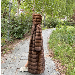 Women's Luxury Full <strong>Length</strong> Vintage Woven Wool/Silk <strong>Coat</strong> with Hood <strong>Floor</strong> <strong>Length</strong> Standard Thickness Light Warm - Product Image 1