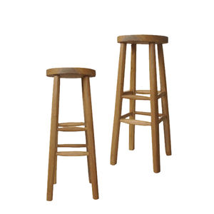 Taburete de Bar Redondo sin Respaldo SOLOBEAT, Moderno, de Madera de Teca Sólida, Ecológico, para Hogar, Bar, Hotel y Comedor - Product Image 6