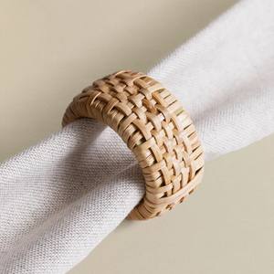 Ensemble de 4 ronds de serviette en rotin de Style rustique tressé à la main rond de serviette en rotin naturel pour la décoration de Table - Product Image 5