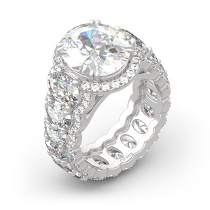 Bague de fiançailles Jeulia Halo en argent sterling à coupe ovale - Style classique religieux avec pierre précieuse - Product Image 4