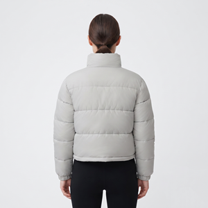 High Quality New Fashion Winter Women's Sheep Skin Knitted Bubble <b>Crop</b> Puffer <b>Jacket</b> Quick Dry Plus Size - Product Image 3