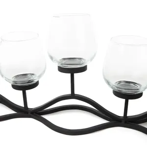 VINTAGE DECORATIVE 5 PILLAR ZIGZAG DESIGN CANDLE <b>HOLDER</b> - Product Image 2