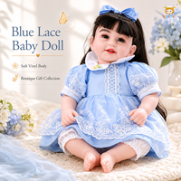 Poupée Reborn en vinyle TUSALMO personnalisée de 22 pouces, blanche, pour filles, avec cheveux noirs longs et raides, vêtements personnalisés, OEM ODM