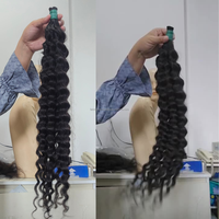 Extensiones de Cabello Humano Remy Virgen Natural Indonesiano, Rizado, para Peluca de Cabello Humano Larga, Marrón Claro, sin Pegamento, 100g, Permanente