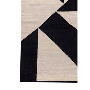 Alfombras Grandes de Lana Tejida Plana Indusbar, Diseño Rectangular con Rayas Geométricas Grises y Negras para Sala de Estar, Dormitorio - Modelo Dwrm-7007 - Product Image 4