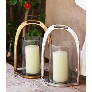 Petit et grand support de pot de bougie à étrier bougeoir de luxe en or lot de 2 bougeoirs artisanaux de style équestre décor de mariage - Product Image 5