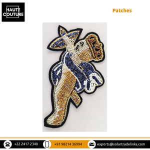 12cm Long Attractive Look Hand Embroidered Cut Dana Tube Beads Sew on Patch Cupid with Bow Side Profile Patches - Product Image 2