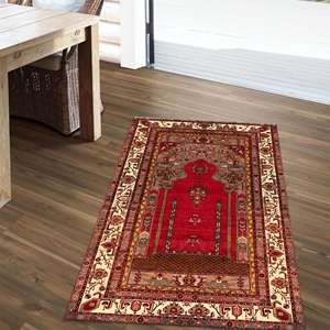 Vintage Design Rugs, Vintage Rug Design Prayer, <b>Red</b> Rugs, Muslim Home Rugs,With Pile Soft Rug - Product Image 2