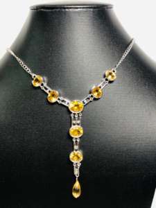 Sterling 925 Silver Necklace & Earing Set with Natural <b>Citrine</b> Gemstone Very Beautiful Unique Design & Perfect for Any Occasion - Product Image 4