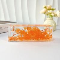 Lámpara Nocturna Rectangular Creativa Flowstone, Adornos Acrílicos Artesanales, Impresión UV, Grabado Láser, 14.6x5x4.7cm, para Decoración de Mesa