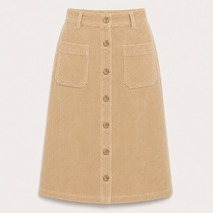 Womens Natural Waist Breathable <b>Corduroy</b> A-Line <b>Skirt</b> Soft Cotton Button Front <b>Knee</b>-<b>Length</b> Utility Pockets Vintage Casual - Product Image 4