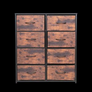 Hua Cheng Dresser 8 Drawers MDF Stainless Steel Modern Bedroom Storage Cabinet Freestanding Pine Wood Style - Product Image 3