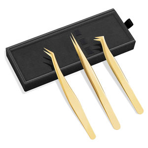 ชุดแหนบขนตา3ชิ้นสีทองชุดแหนบสำหรับดูแลขนตา - Product Image 2