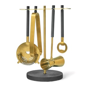 Juego de coctelera de acero inoxidable con elegante base de madera y tapa para bodas y eventos especiales - Product Image 2