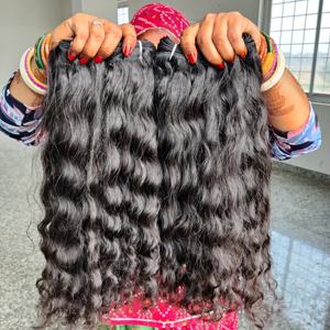 Paquet de style de vague profonde lâche de couleur naturelle non traitée Extensions de cheveux humains indiens vierges crus pas d'emmêlement pas de hangar - Product Image 1