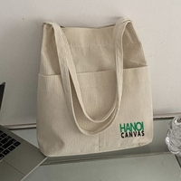 Tas Tote Korduroi Pegangan Katun Kustom Grosir Langsung OEM Produsen Vietnam Ukuran Sesuai Pesanan
