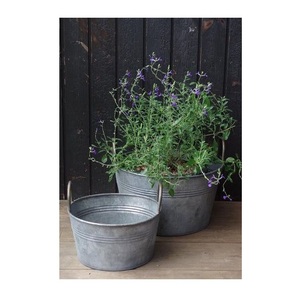 Galvanized Planter For Unique Rustic Look Offering Attractive Texture And Strong <b>Long</b> Lasting Build - Product Image 1