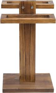 Porte-serviettes de comptoir de salle de bain à 2 niveaux, support de serviette de bain de table en bois brûlé - Product Image 5