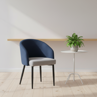 Fauteuil de salle à manger de luxe nordique bicolore, rembourré texturé, dossier tonneau, avec structure métallique, pour villa et appartement