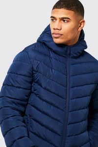 Chaqueta Acolchada Personalizable para Hombre 2024, Talla Grande, Cuello Abatible, Capucha Negra, Repelente al Agua, Cierre de Cremallera, Reversible, Resistente al Viento - Product Image 3