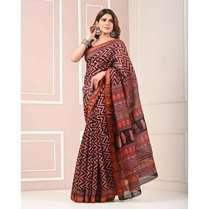 Digital Printed Chanderi Saree with Blouse Traditional Indian <b>Shawl</b> - Product Image 2