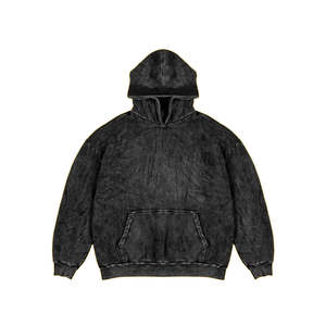 Streetwear personnalisé de haute qualité pull à capuche Vintage Double lavage à l'acide soleil fané poches en détresse brodé hiver - Product Image 1