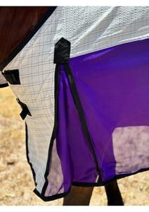 Couverture de cheval respirante en maille avec col amovible - Couverture de cheval d'été protectrice - Couverture combinée pour cheval blanc et violet - Product Image 4