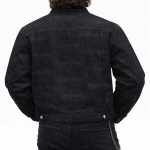 <b>Men</b> <b>Black</b> <b>Denim</b> <b>Jacket</b> Button Up Casual Streetwear Outerwear Cotton Streetwear DTG Print Vintage Turn-down Collar Outer <b>Jacket</b> - Product Image 2