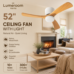 Ventilador de Techo Estilo Rústico de 52 Pulgadas con Control Remoto, Ventilador de Techo de Madera Sólida con Motor DC Reversible, Disponible en EE. UU. - Product Image 1