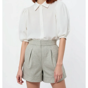 Camisa de algodón de verano para mujer de alta calidad elegante prenda tejida lavable patrón sólido hecho Vietnam sostenible OEM ODM al por mayor - Product Image 4