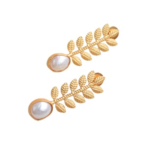 Pendientes de Latón de Moda al por Mayor, Perla Genuina, Cristal Curativo, Chapado en Oro de Alto Pulido, Hipoalergénicos, Seguros de Usar, Venta al por Mayor - Product Image 5