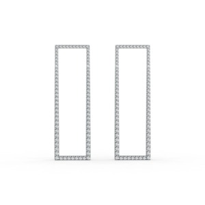 IGI Certified Lab Grown Diamond Rectangle Frame Earrings 14K Yellow / White & Rose Gold Minimalist <b>Drop</b> Earrings for Women - Product Image 4