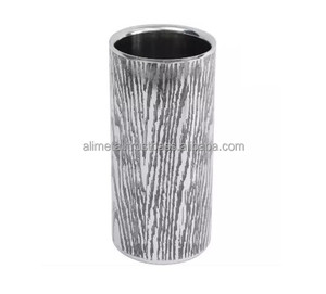 Refroidisseur de vin de seau à glace de champagne moderniste nickelé de style en bois de campagne pour les fêtes extérieures intérieures et la personnalisation - Product Image 1