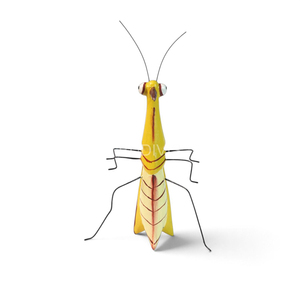 Bright Yellow Custom <b>Hand</b> Painted <b>Wooden</b> Grasshopper Figurine with Wire Legs From Bali for Garden and Outdoor Decoration - Product Image 4