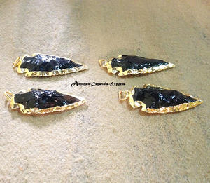 Colgantes de Punta de Flecha Tallados en Ágata Jaspe de Lujo, Electrochapados, Collar de Ágata Hecho a Mano, Calidad Superior de Amayra Crystals - Product Image 4