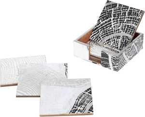 Ensemble de sous-verres en bois personnalisés avec incrustation faite à la main et en laiton fabriqué en Inde - Product Image 1