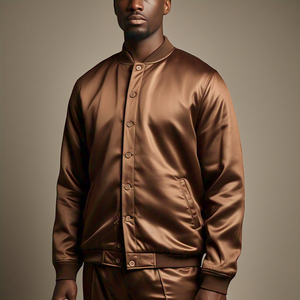 Blouson d'aviateur en satin à col rabattu pour hommes blousons d'aviateur d'hiver de haute qualité en nylon satiné veste Letterman pour hommes - Product Image 5