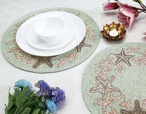 แผ่นรองจานประดับลูกปัด งานแฮนด์เมดสุดหรู สำหรับตกแต่งโต๊ะอาหารในวันหยุด ดีไซน์ปรับแต่งได้ ทนทาน กันลื่น งานฝีมือ MS ชิ้นงานที่ไม่เหมือนใคร - Product Image 1