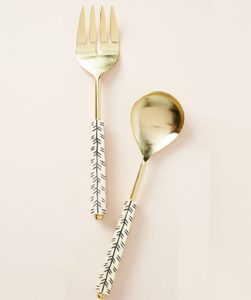 Ensembles de couverts ustensiles de cuisine Design tendance or fini fourchette cuillère peint à la main poignée accessoires de salle à manger en métal - Product Image 1