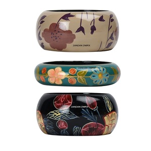 Handmade Multi-Color Hand Painted Lightweight Wooden Bangle <b>Bracelet</b> Artistic Ethnic Wedding Jewelry for Women Vibrant <b>Boho</b> - Product Image 1