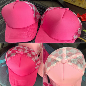 Personalizado bordado Win Logo deportes al aire libre a cuadros 5 paneles Snapback gorras de béisbol Checker espuma malla gorras de camionero - Product Image 5