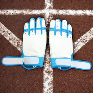 Guantes de bateo de béisbol de cuero resistente azul blanco calidad de exportación ligero cómodo mejora el agarre con seguridad para las manos - Product Image 6