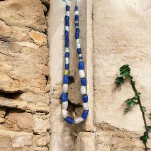 Vintage Handcrafted White Blue Powder Glass Beads <b>Sand</b> Cast Jewelry Crafting-Wholesale Bulk Supply Crystal Lampwork Beads - Product Image 4